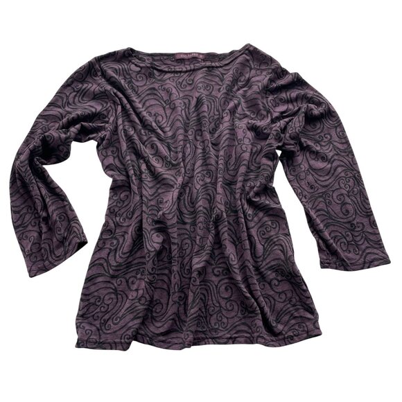 Cut Loose Black Purple Stretch Lightweight Semi Sheer Top Artsy Summer Size XL - Picture 10 of 11
